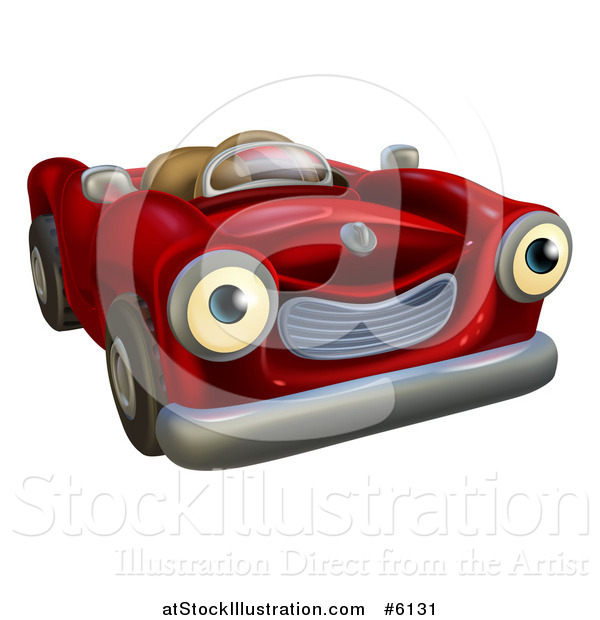 Vector Illustration of a Happy Red Car Character