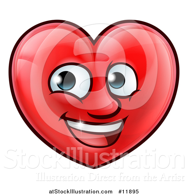 Vector Illustration of a Happy Red Love Heart Character