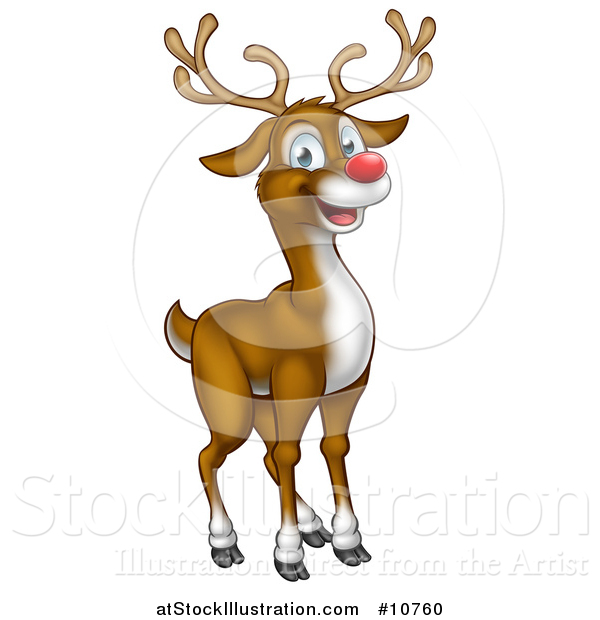 Vector Illustration of a Happy Red Nosed Reindeer