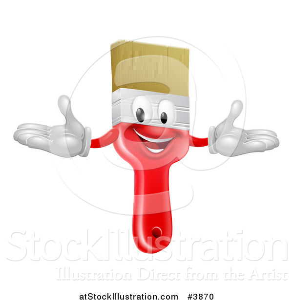 Vector Illustration of a Happy Red Paintbrush Mascot
