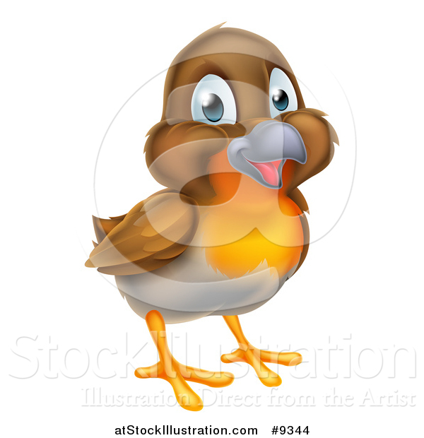 Vector Illustration of a Happy Robin Bird