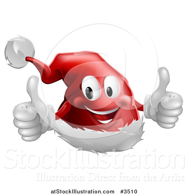 Vector Illustration of a Happy Santa Hat Mascot Holding Two Thumbs up