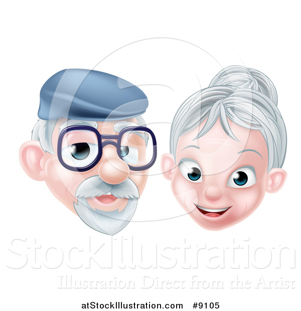 Vector Illustration of a Happy Senior Citizen Caucasian Couple
