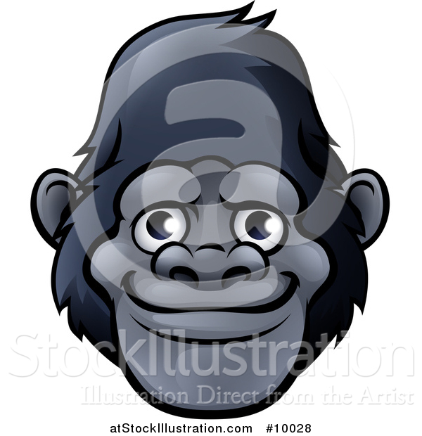 Vector Illustration of a Happy Smiling Gorilla Face Avatar