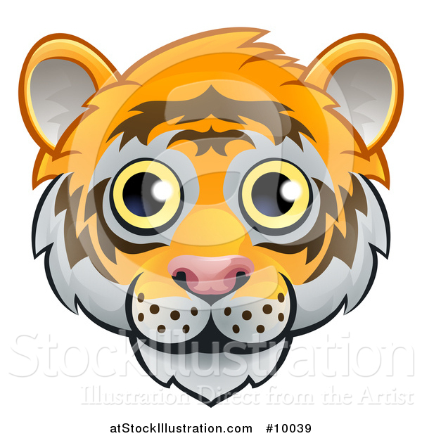 Vector Illustration of a Happy Tiger Face Avatar