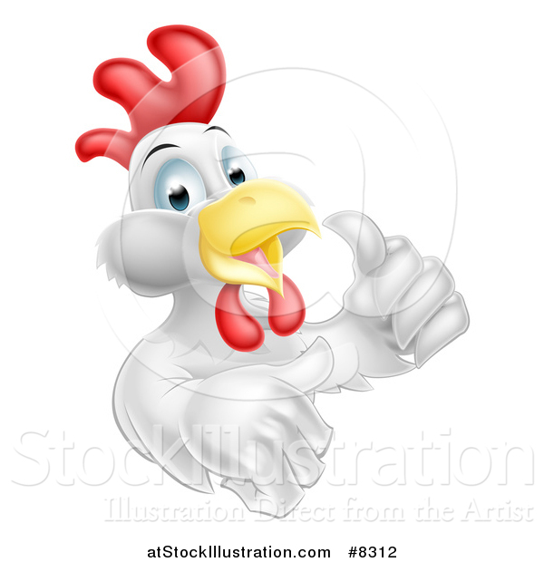 Vector Illustration of a Happy White Chicken Giving a Thumb up