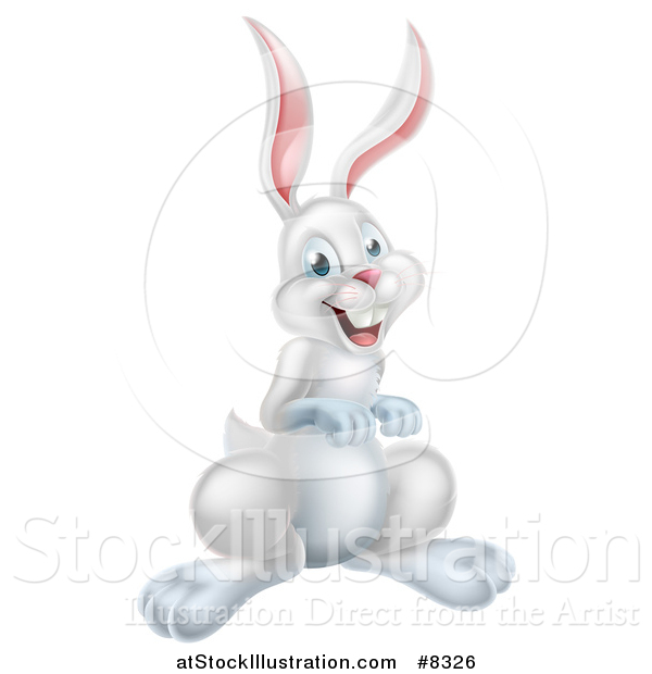 Vector Illustration of a Happy White Easter Bunny Rabbit