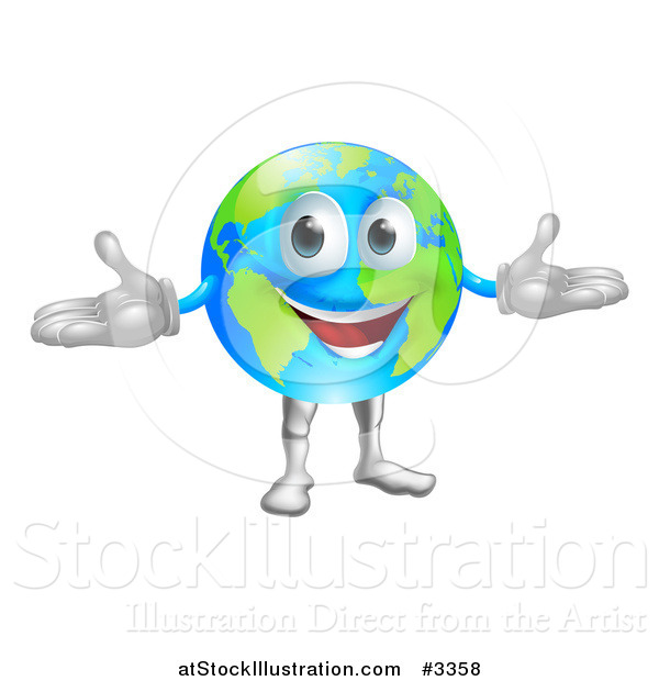 Vector Illustration of a Happy World Globe Mascot