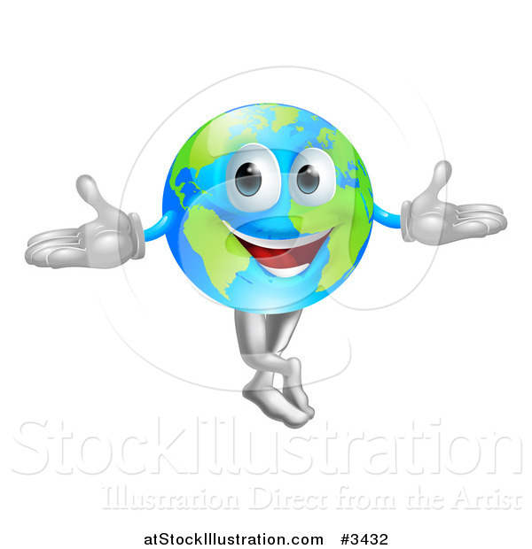 Vector Illustration of a Happy World Globe Mascot Standing