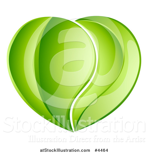 Vector Illustration of a Heart Made of Reflective Green Leaves