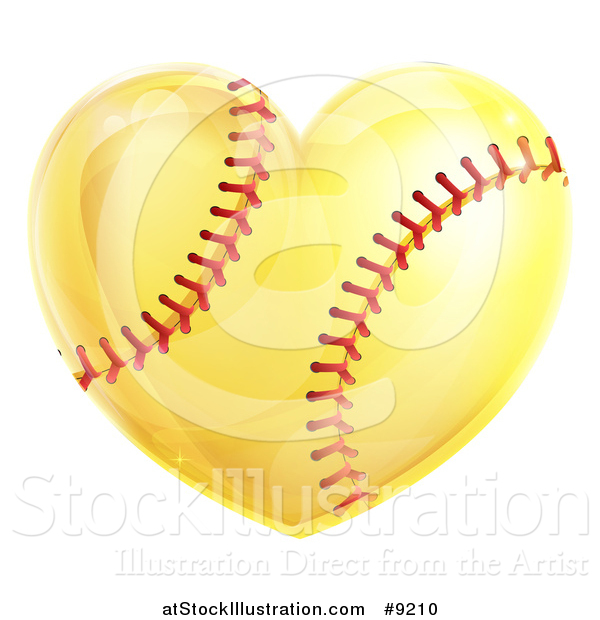 Vector Illustration of a Heart Shaped Softball