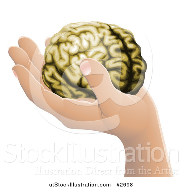 Vector Illustration of a Human Hand Holding a Brain