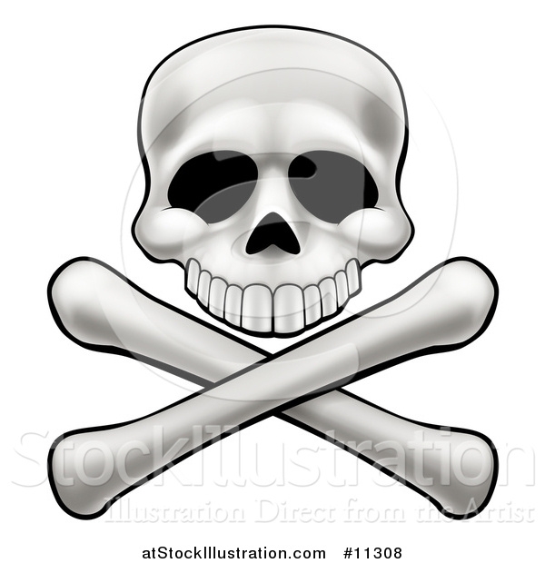 Vector Illustration of a Human Skull and Crossbones