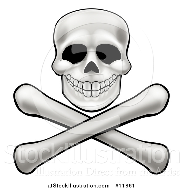 Vector Illustration of a Human Skull over Crossbones