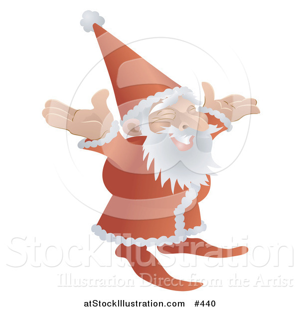 Vector Illustration of a Jolly Santa in His Red and White Uniform with His Arms out