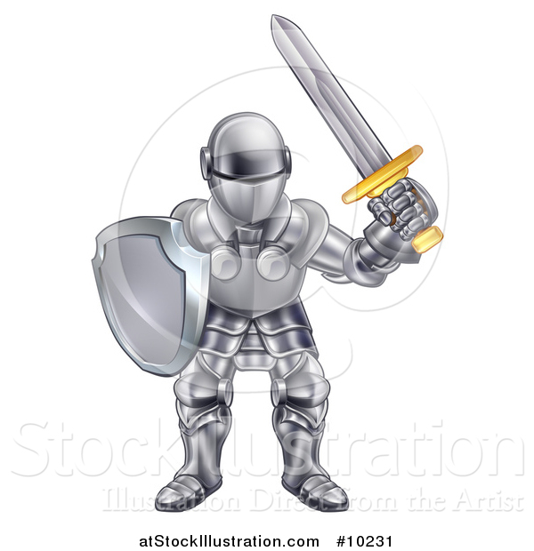 Vector Illustration of a Knight in a Suit of Armour