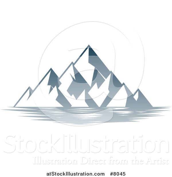 Vector Illustration of a Lake with Mountains Landscape