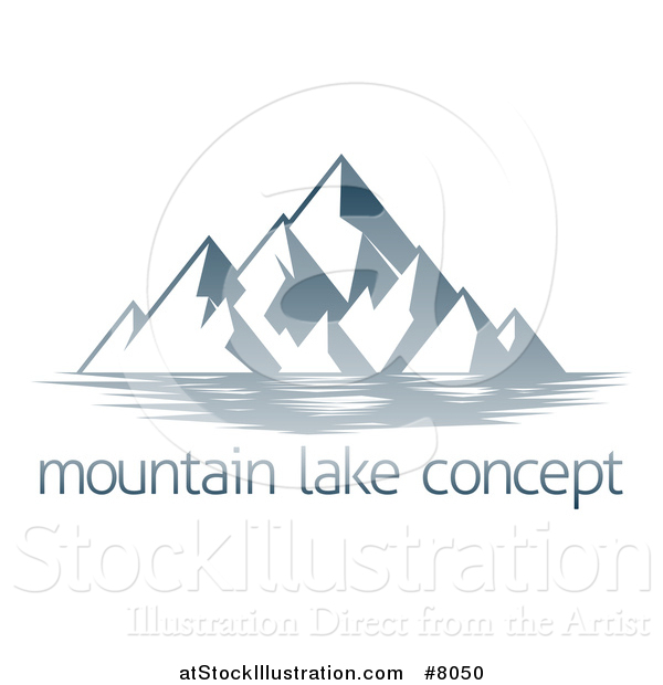 Vector Illustration of a Lake with Mountains over Sample Text