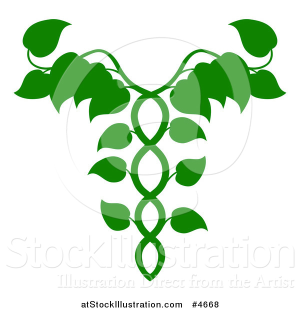 Vector Illustration of a Leafy Green Medical Dna Caduceus Plant