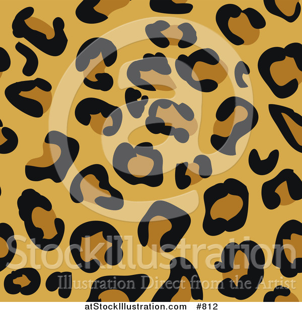 Vector Illustration of a Leopard, Cheetah or Jaguar Animal Print Background with Brown and Tan Rosette Patterns