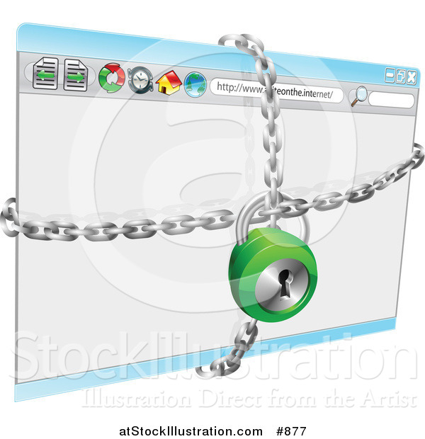 Vector Illustration of a Locked Secure Internet Browser