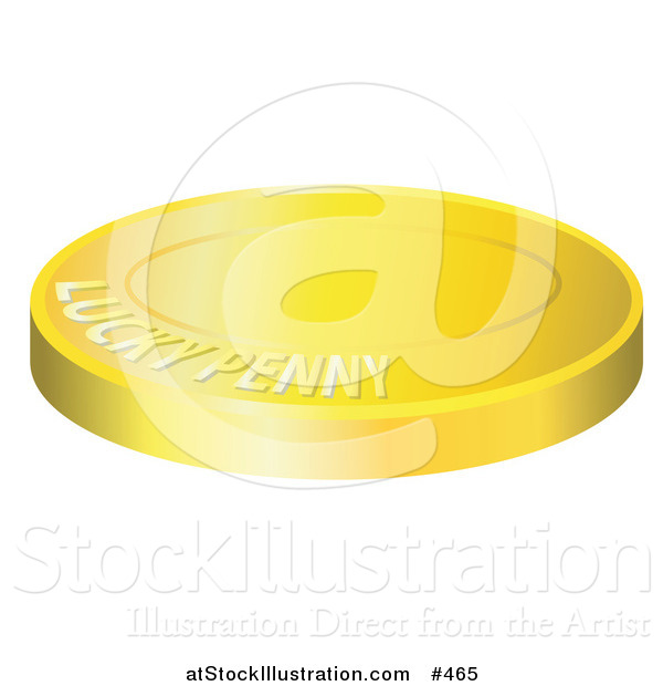 Vector Illustration of a Lucky Golden Penny Coin