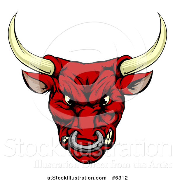 Vector Illustration of a Mad Red Bull Mascot Head