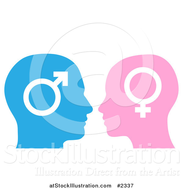 Vector Illustration of a Male and Female Gender Symbol Faces in Profile