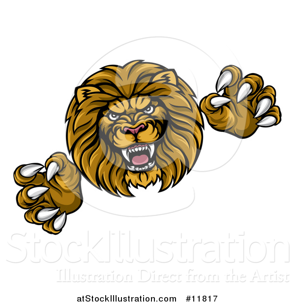 Vector Illustration of a Male Lion Attacking