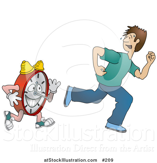 Vector Illustration of a Man Running from Time