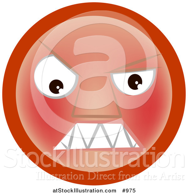 Vector Illustration of a Menacing Red Emoticon - Tan Version