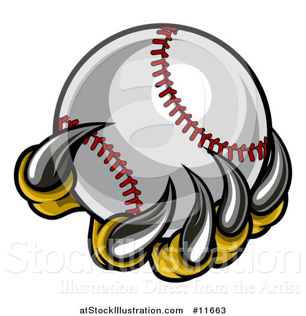 Vector Illustration of a Monster or Eagle Claws Holding a Baseball