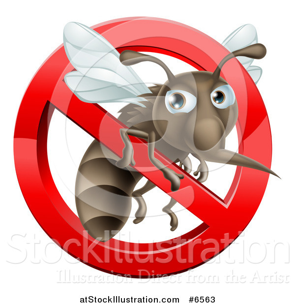 Vector Illustration of a Mosquito Trapped in a Prohibited Symbol