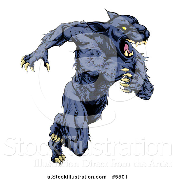 Vector Illustration of a Muscular Panther Mascot Running Upright