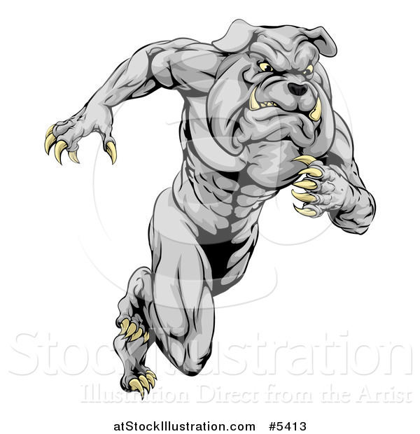 Vector Illustration of a Muscular Sports Bulldog Mascot Running