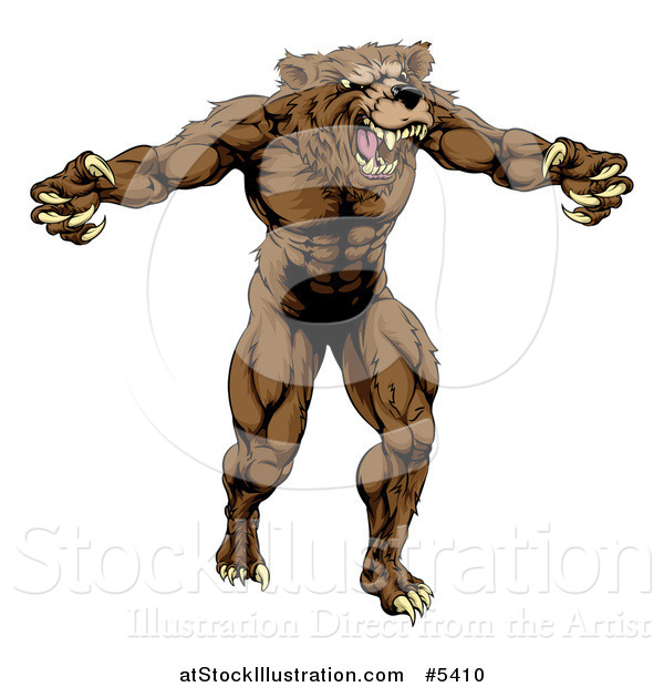 Vector Illustration of a Muscular Vicious Bear