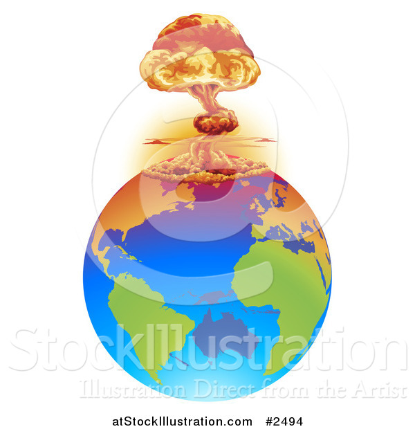 Vector Illustration of a Mushroom Cloud Explosion on Earth