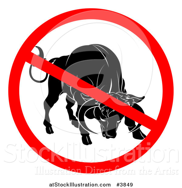 Vector Illustration of a No Bull Prohibited Symbol over a Cow