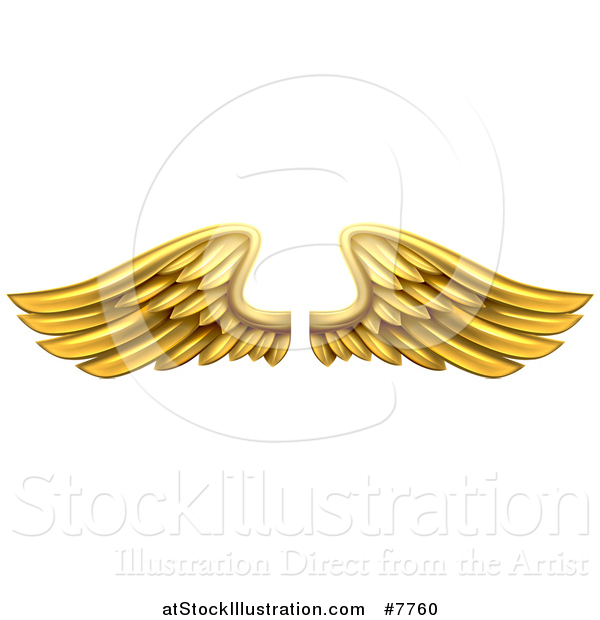 Vector Illustration of a Pair of 3d Metal Gold Wings