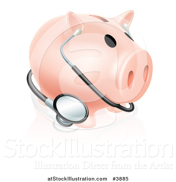 Vector Illustration of a Piggy Bank with a Stethoscope