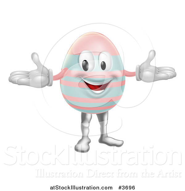 Vector Illustration of a Pink and Blue Easter Egg Mascot