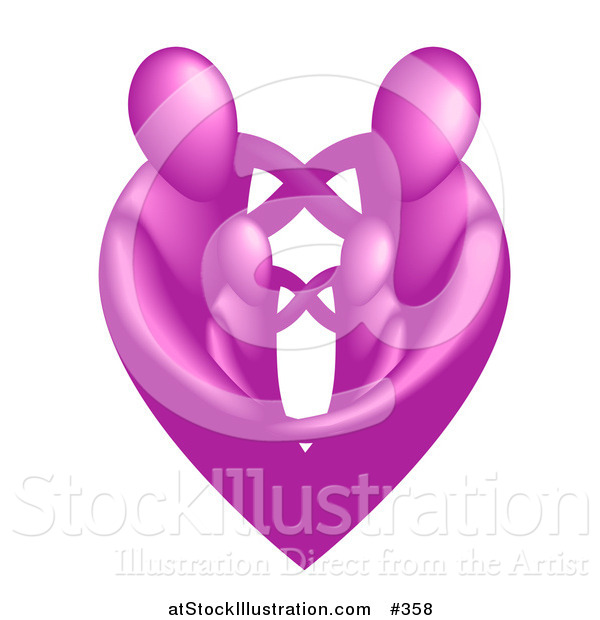 Vector Illustration of a Pink Heart Family