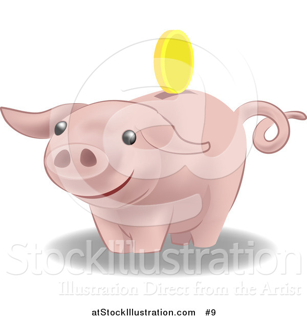 Vector Illustration of a Pink Pig Bank