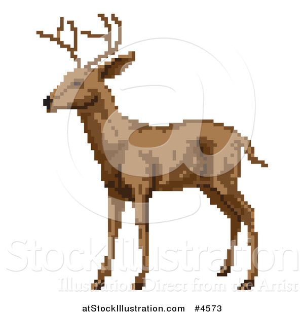 Vector Illustration of a Pixelated Reindeer or Buck