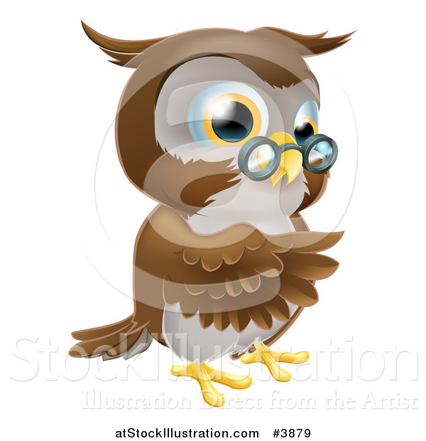 Vector Illustration of a Pointing Owl Wearing Spectacles