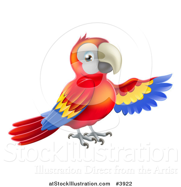 Vector Illustration of a Presenting Scarlet Macaw Parrot 1