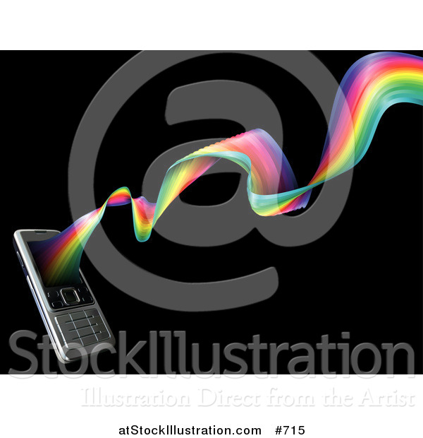 Vector Illustration of a Rainbow Spiraling out from a Modern Cell Phone