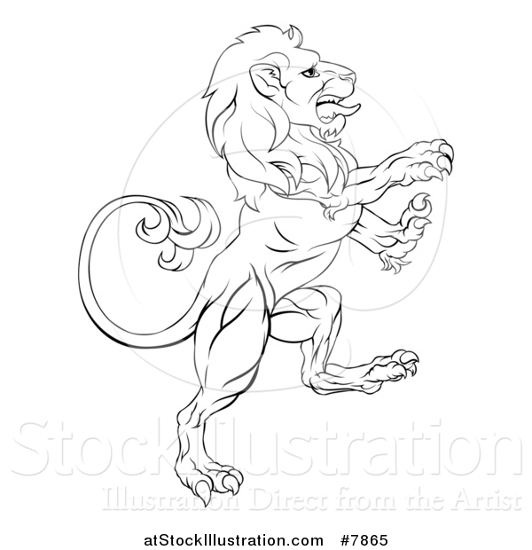 Vector Illustration of a Rampant Lion