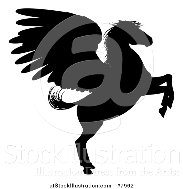 Vector Illustration of a Rearing Winged Pegasus Horse