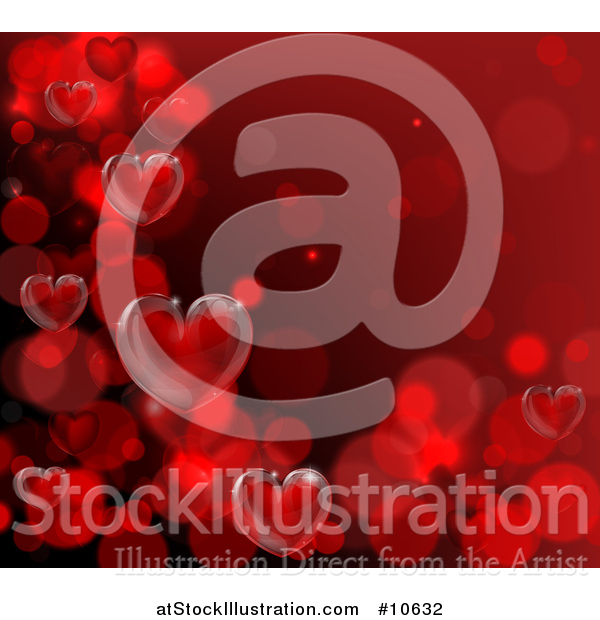 Vector Illustration of a Red Background of 3d Hearts Forming a Border